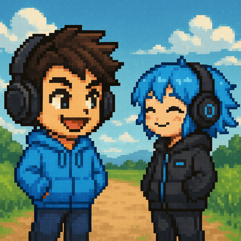 Two Chibis smiling together
